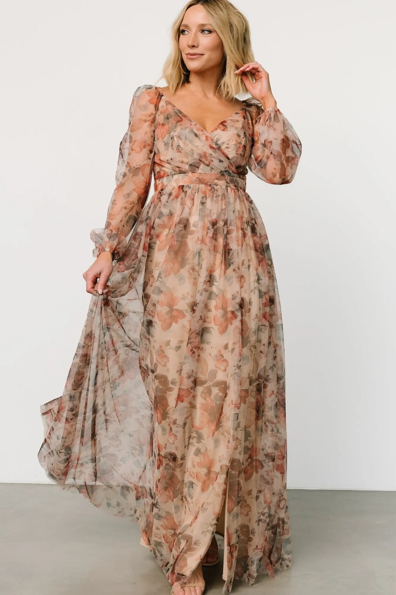 Baltic Born Desiree Tulle Maxi Dress | Taupe Floral