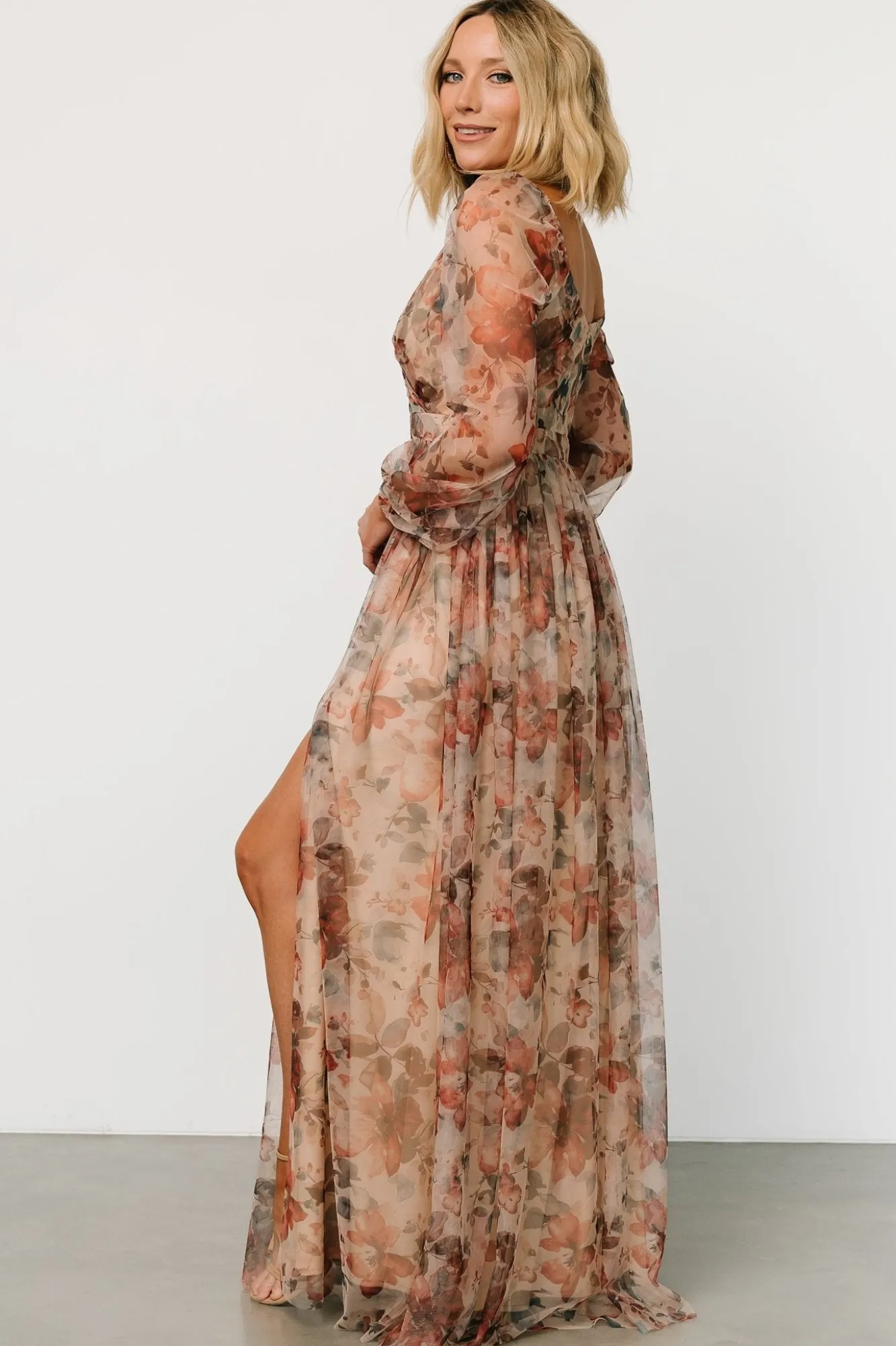 Baltic Born Desiree Tulle Maxi Dress | Taupe Floral