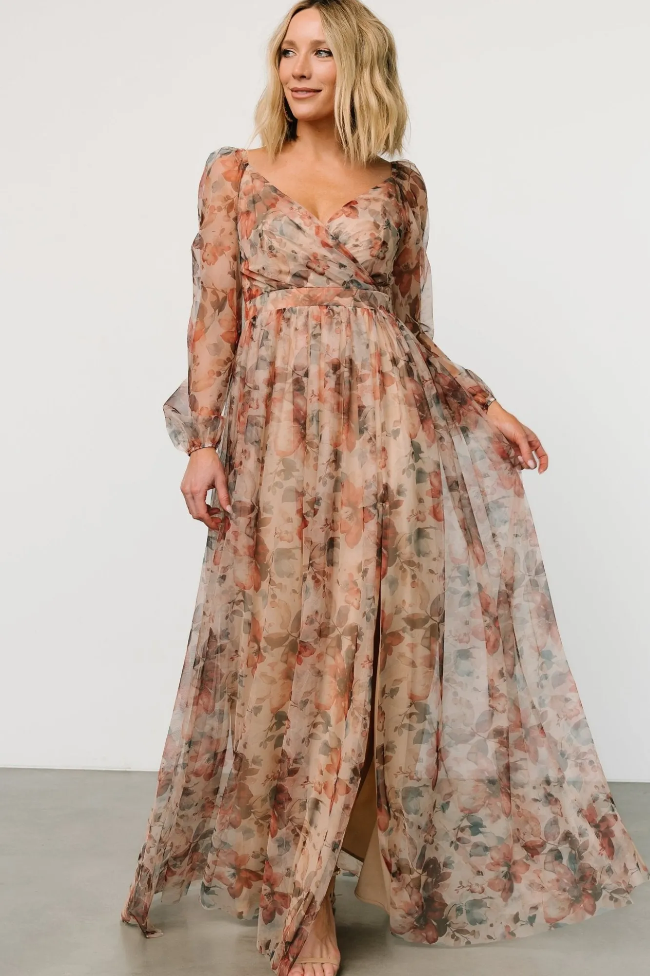 Baltic Born Desiree Tulle Maxi Dress | Taupe Floral