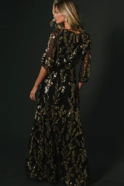 Baltic Born Destiny Sequin Maxi Dress | Black + Gold