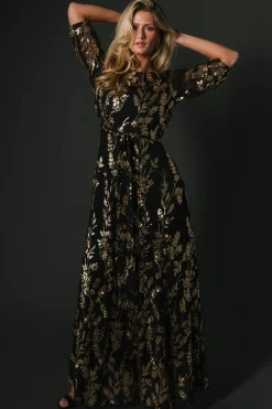 Baltic Born Destiny Sequin Maxi Dress | Black + Gold