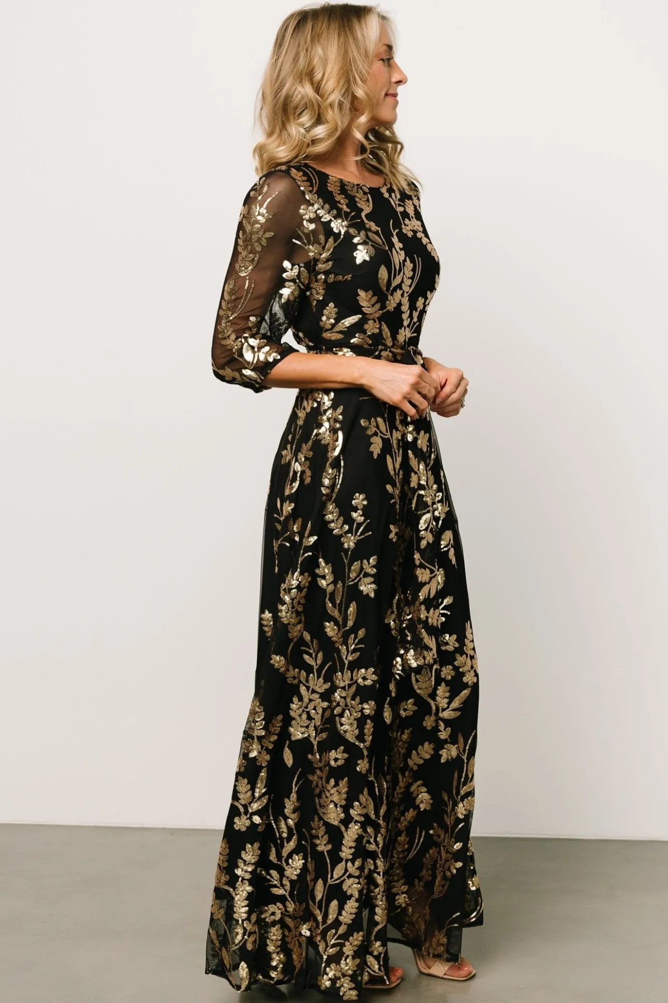 Baltic Born Destiny Sequin Maxi Dress | Black + Gold