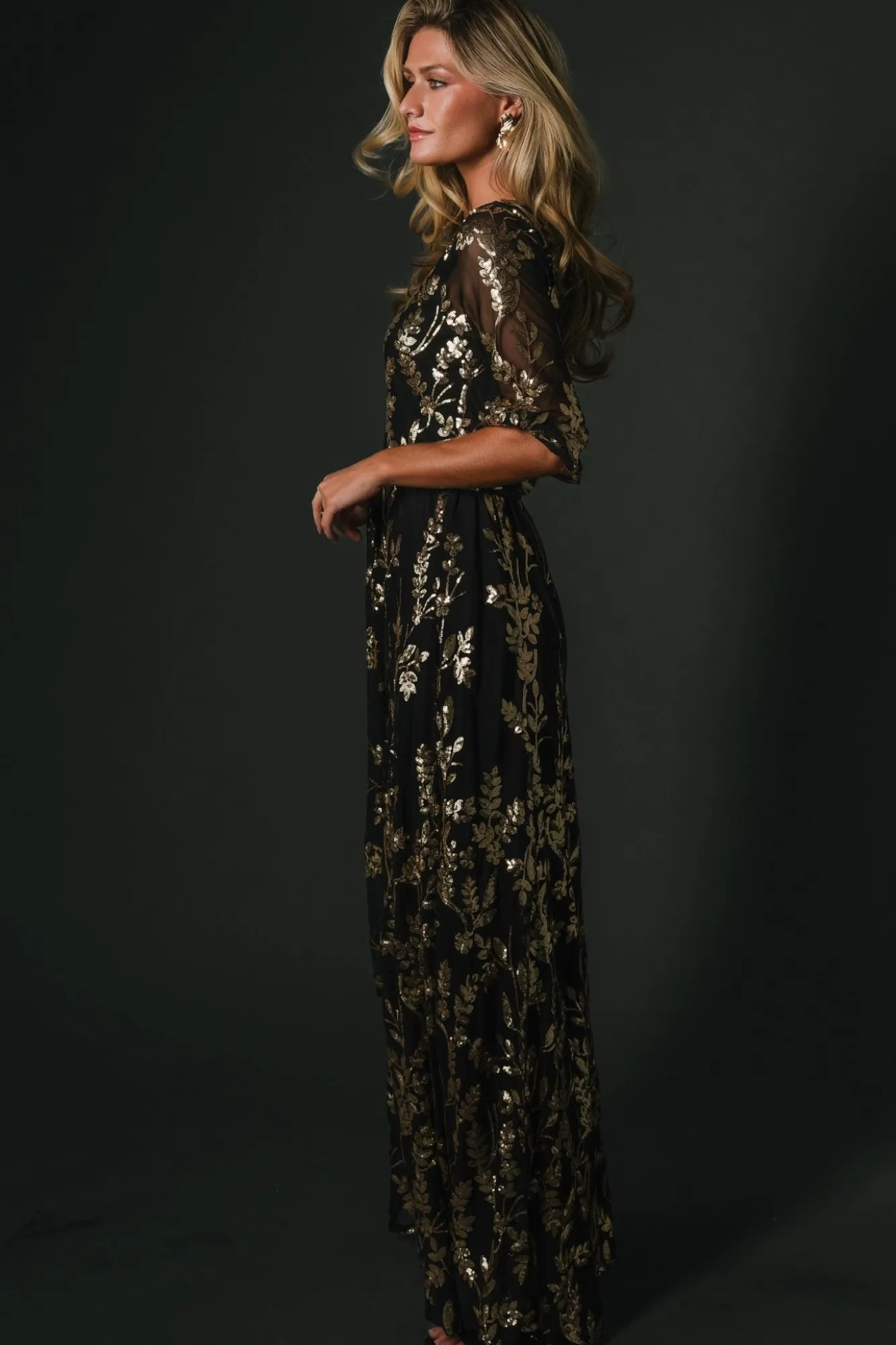 Baltic Born Destiny Sequin Maxi Dress | Black + Gold