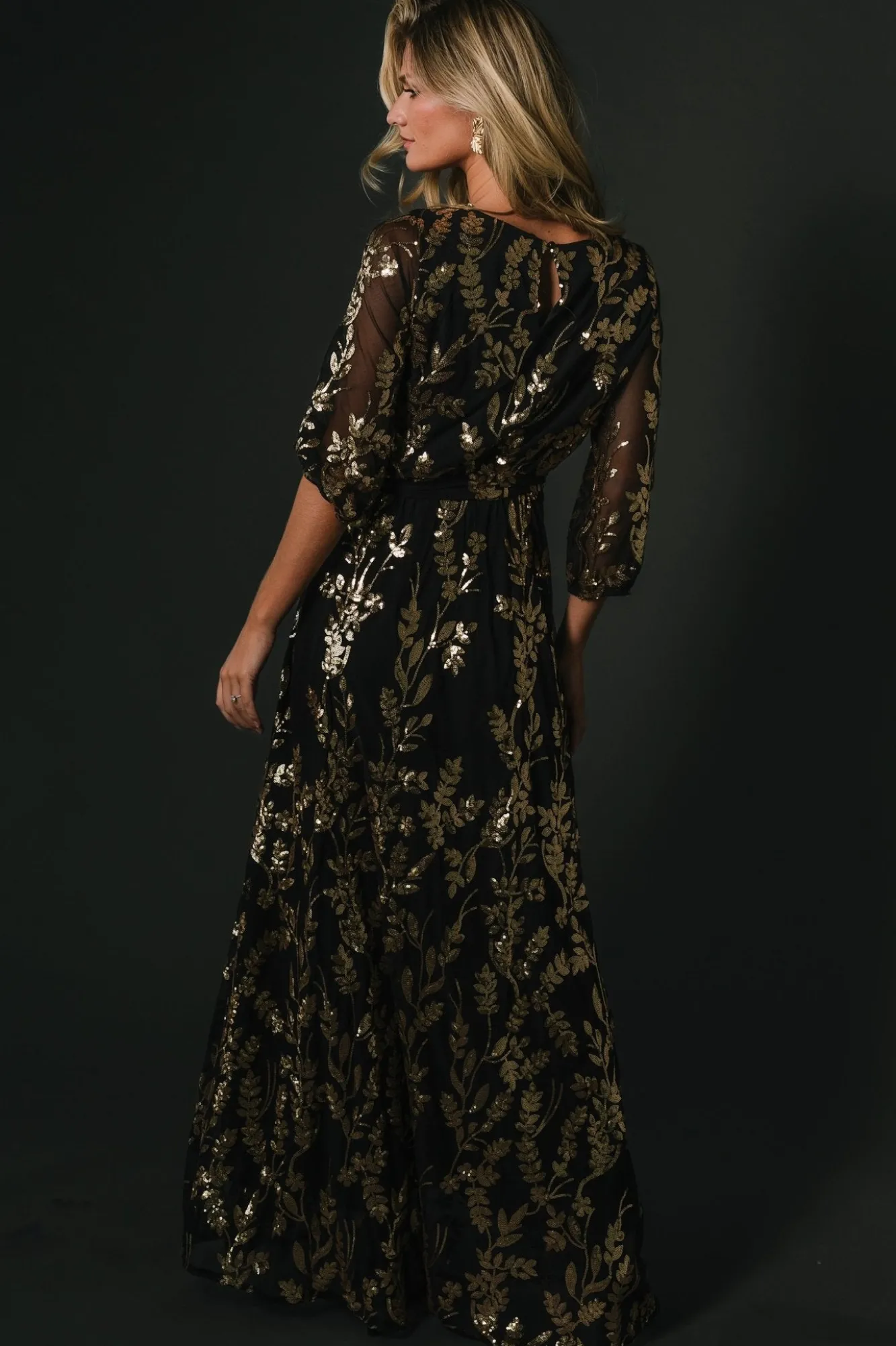 Baltic Born Destiny Sequin Maxi Dress | Black + Gold