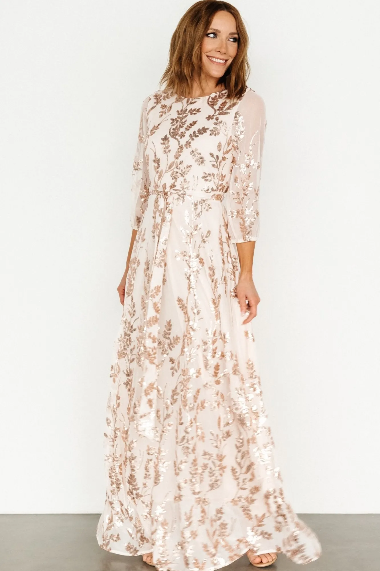 Baltic Born Destiny Sequin Maxi Dress | Rose Gold