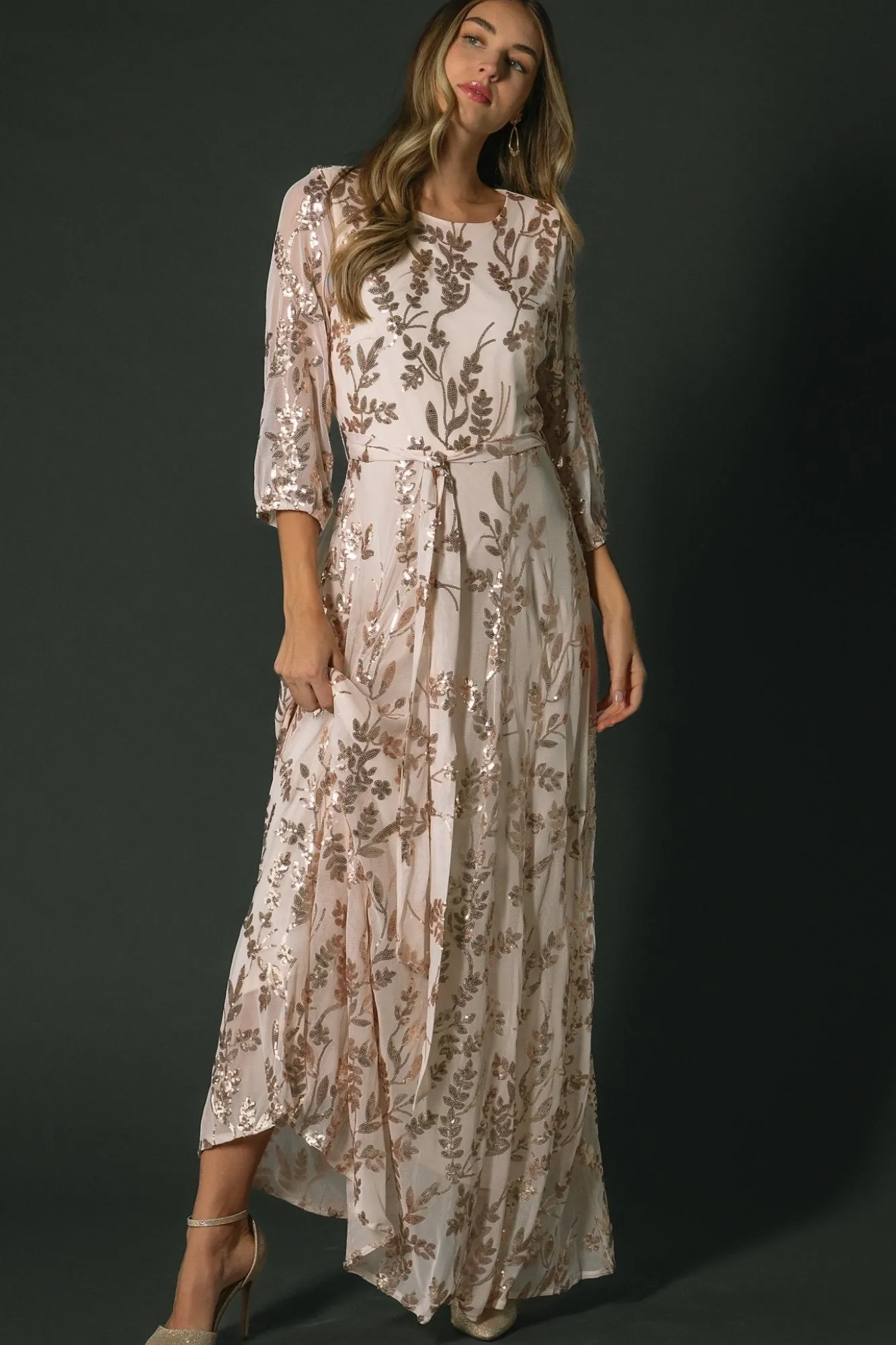 Baltic Born Destiny Sequin Maxi Dress | Rose Gold