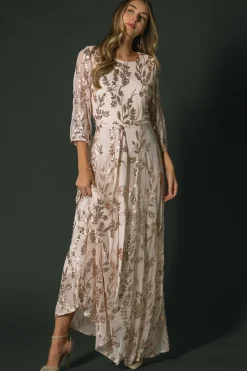 Baltic Born Destiny Sequin Maxi Dress | Rose Gold
