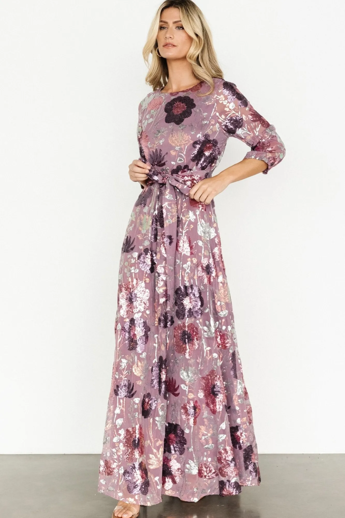 Baltic Born Destiny Sequin Maxi Dress | Lilac Floral