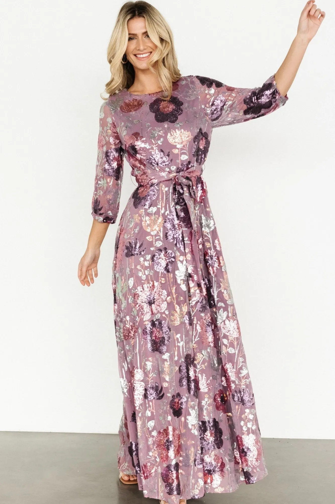 Baltic Born Destiny Sequin Maxi Dress | Lilac Floral
