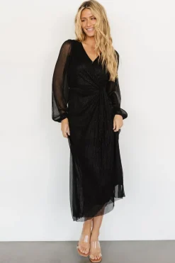 Baltic Born Devlyn Pleated Dress | Black Shimmer