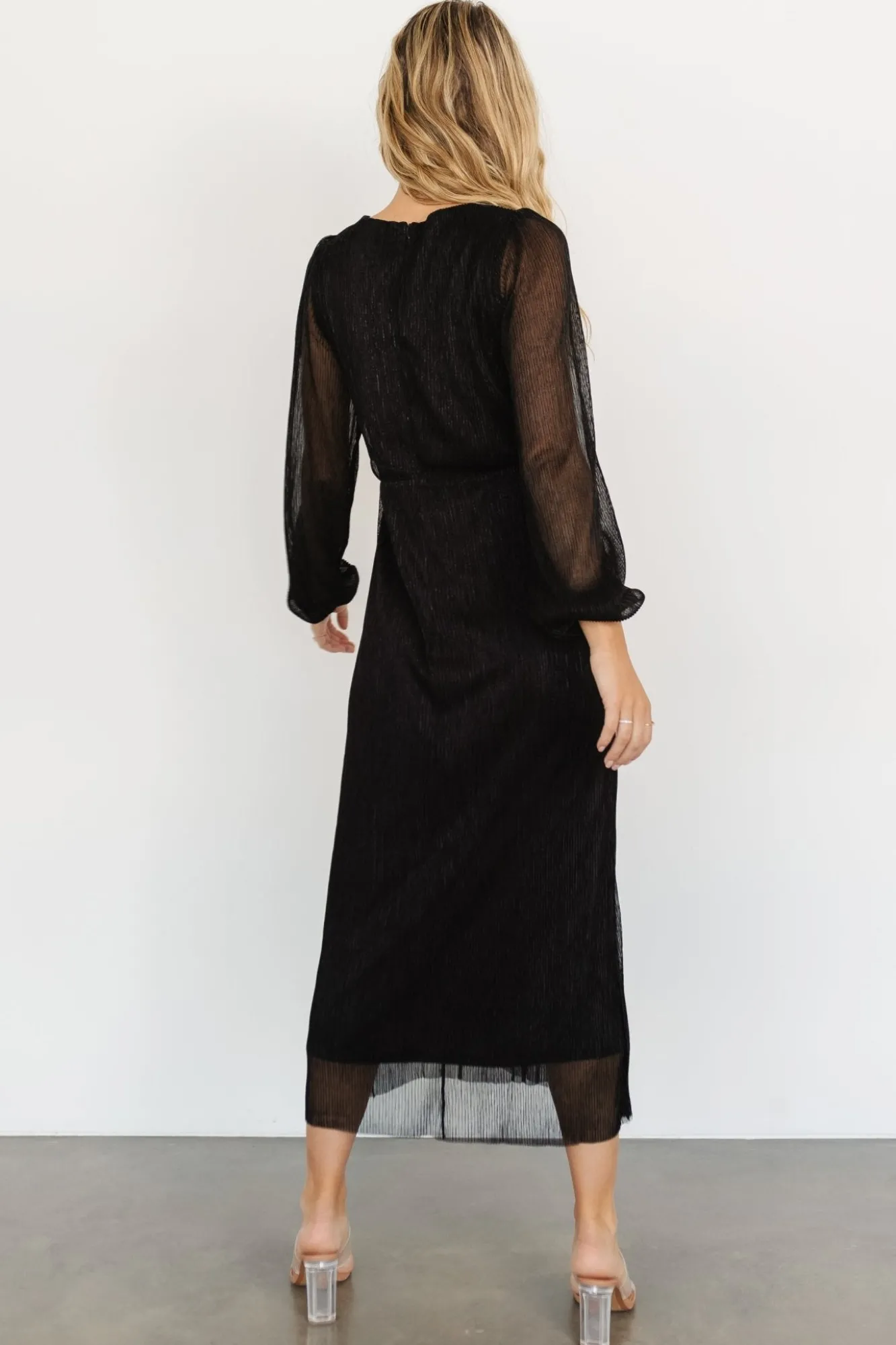 Baltic Born Devlyn Pleated Dress | Black Shimmer