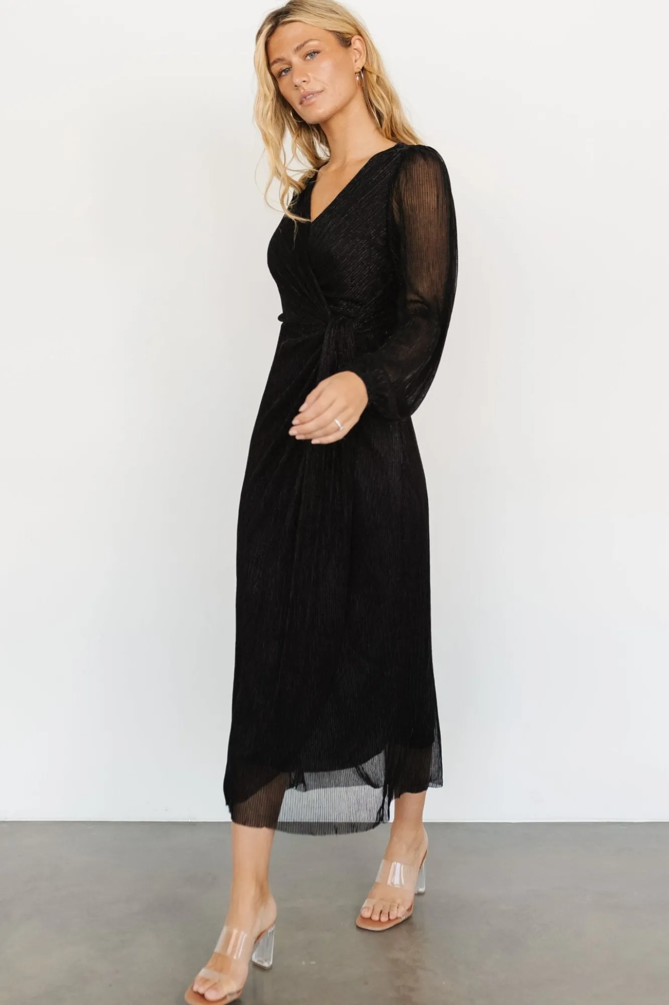 Baltic Born Devlyn Pleated Dress | Black Shimmer