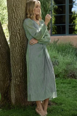 Baltic Born Devlyn Pleated Dress | Blue Sage Shimmer