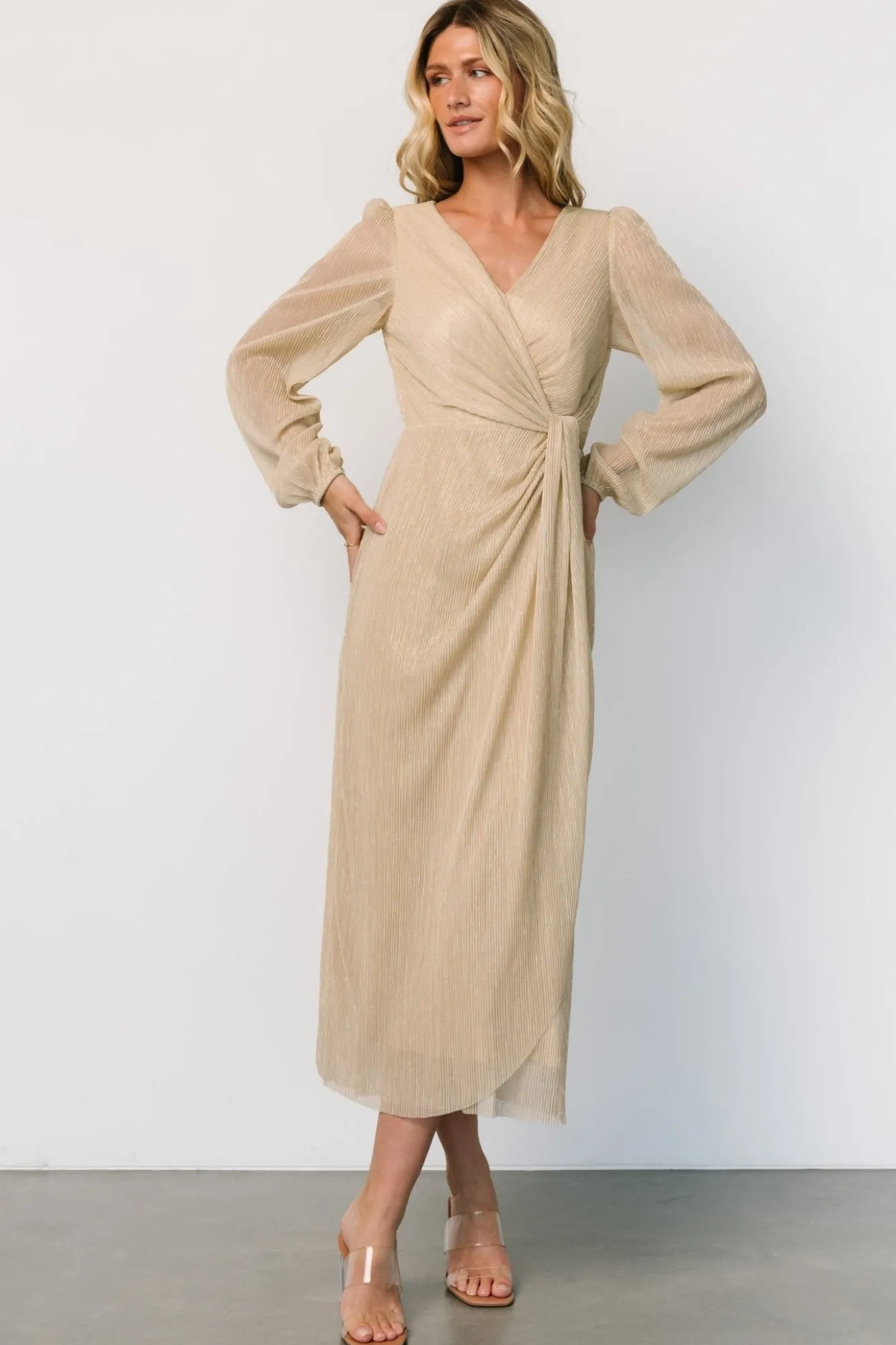 Baltic Born Devlyn Pleated Dress | Golden Shimmer