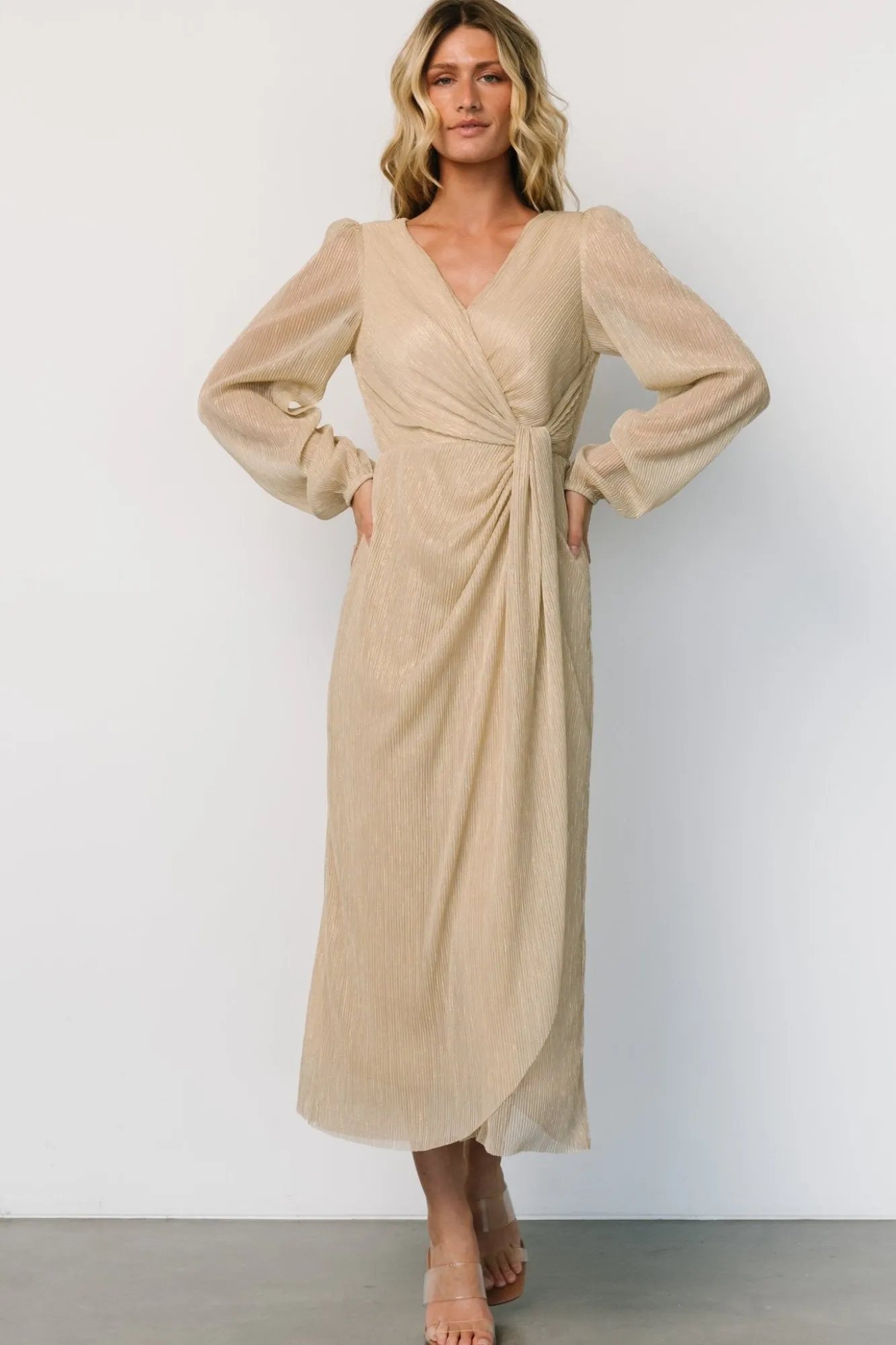 Baltic Born Devlyn Pleated Dress | Golden Shimmer