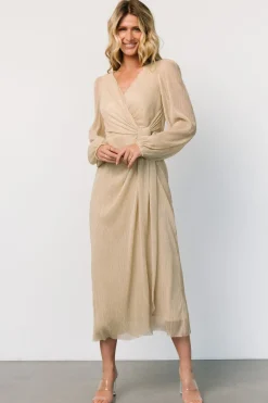 Baltic Born Devlyn Pleated Dress | Golden Shimmer