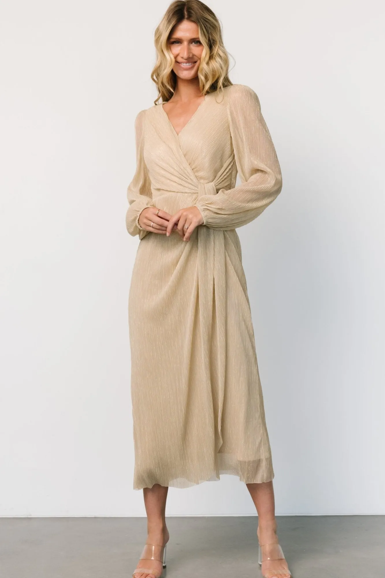 Baltic Born Devlyn Pleated Dress | Golden Shimmer