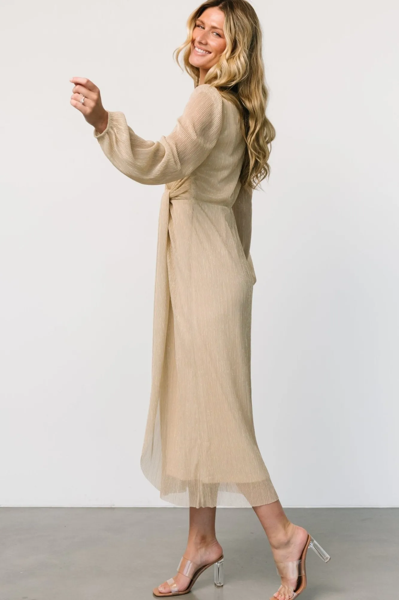 Baltic Born Devlyn Pleated Dress | Golden Shimmer