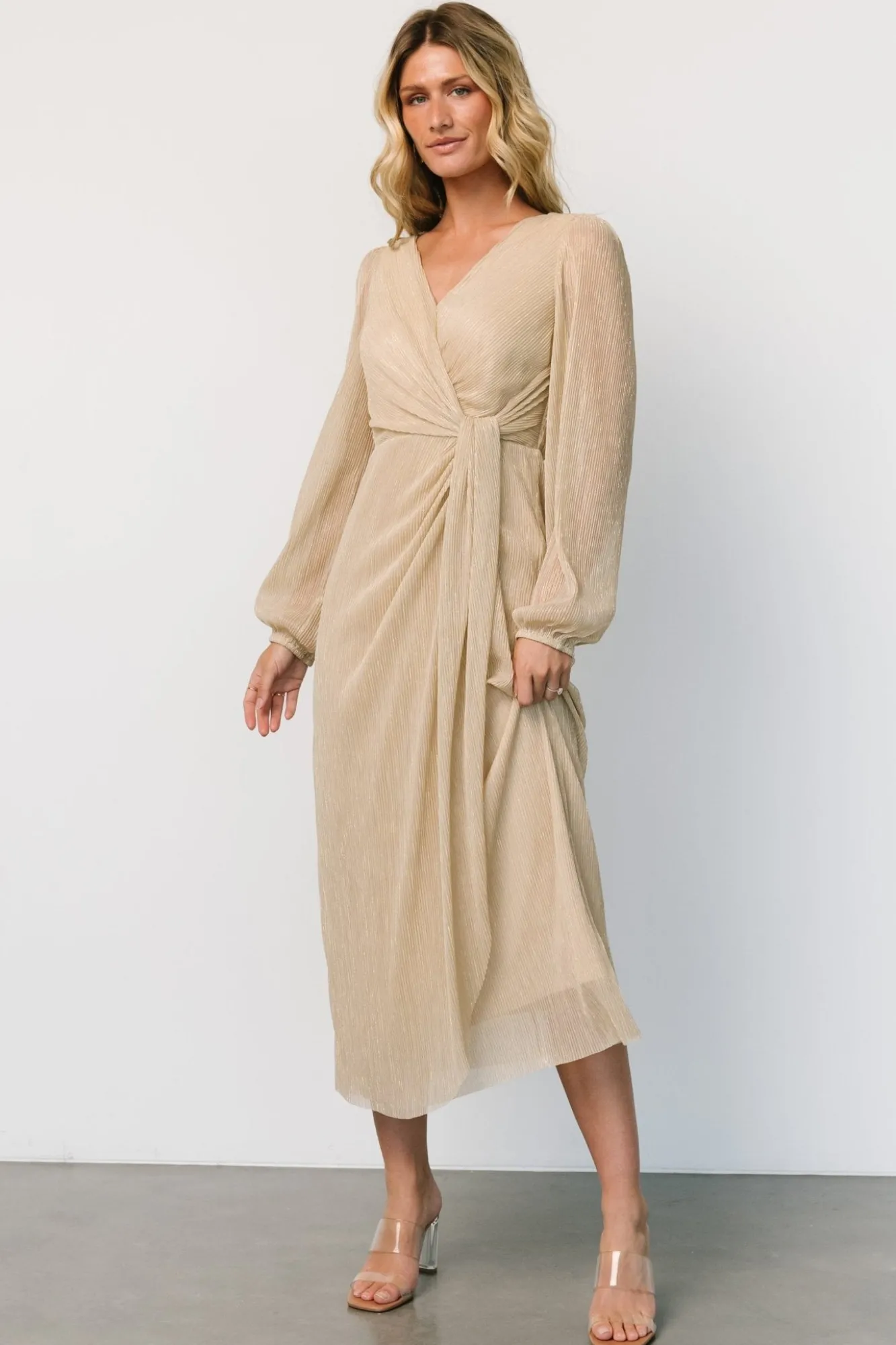 Baltic Born Devlyn Pleated Dress | Golden Shimmer