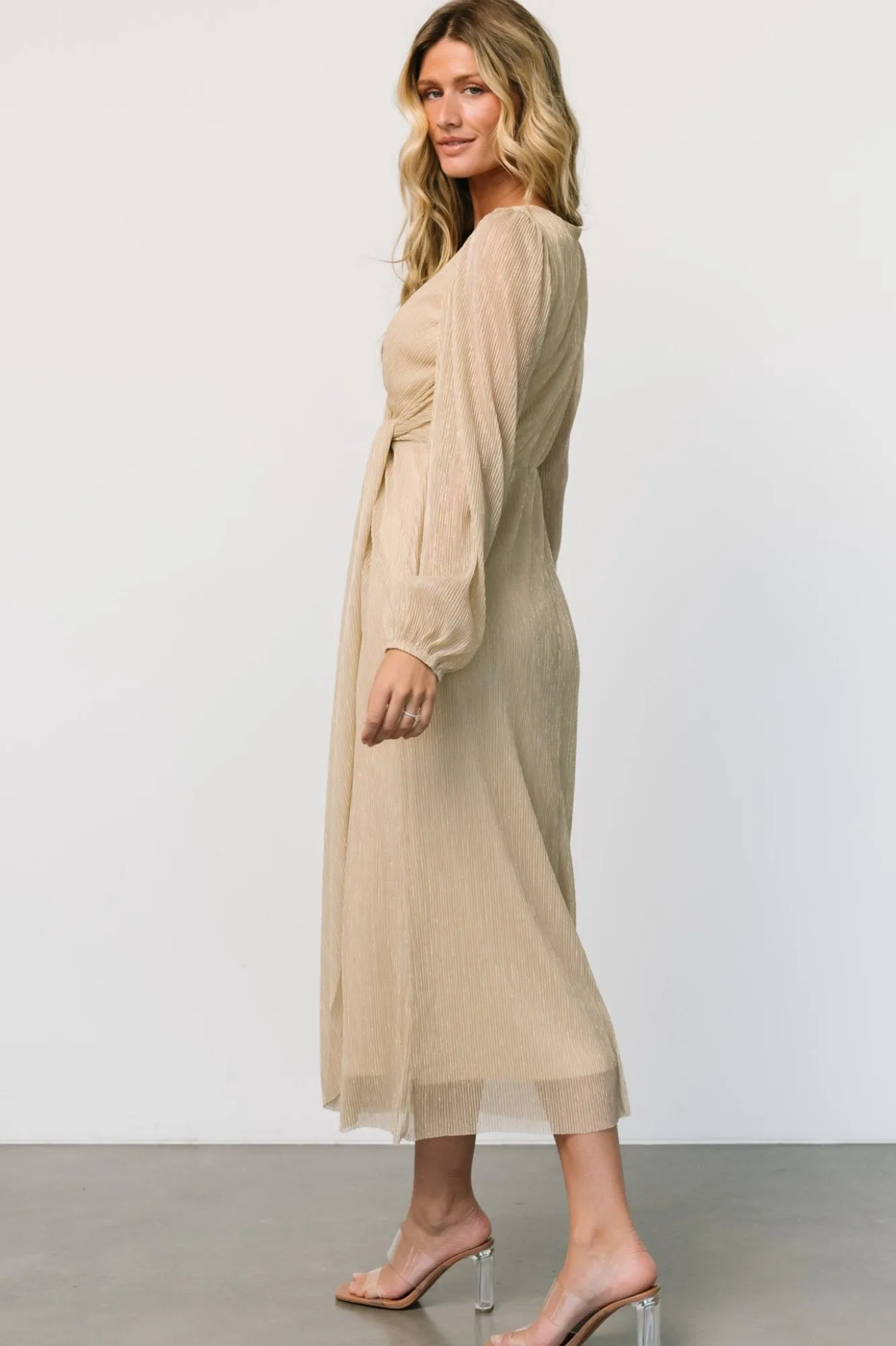 Baltic Born Devlyn Pleated Dress | Golden Shimmer