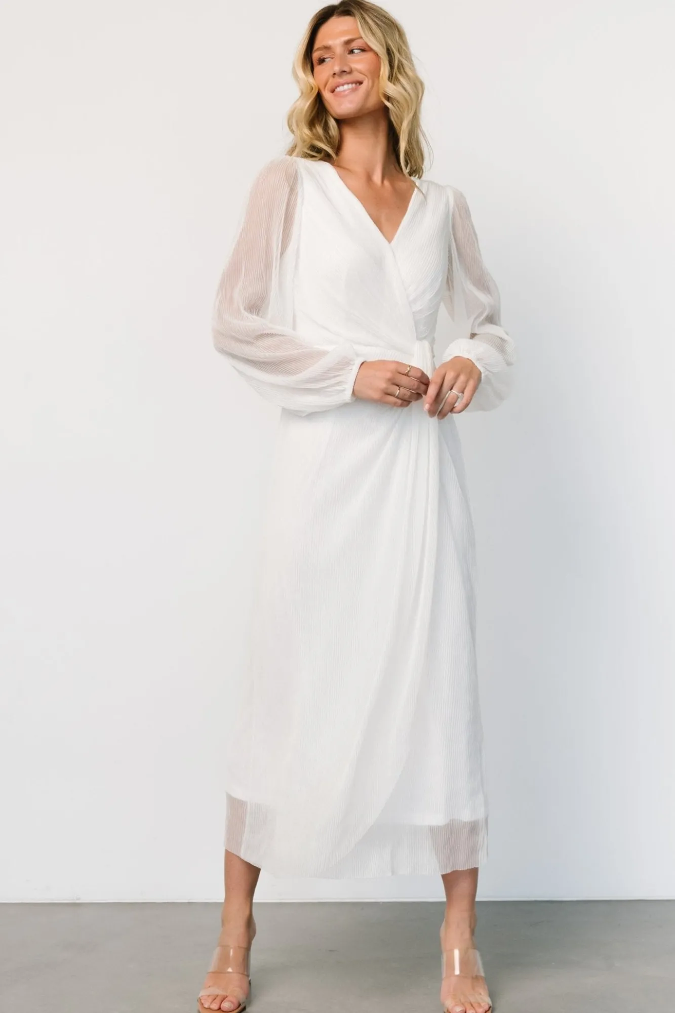 Baltic Born Devlyn Pleated Dress | White Shimmer