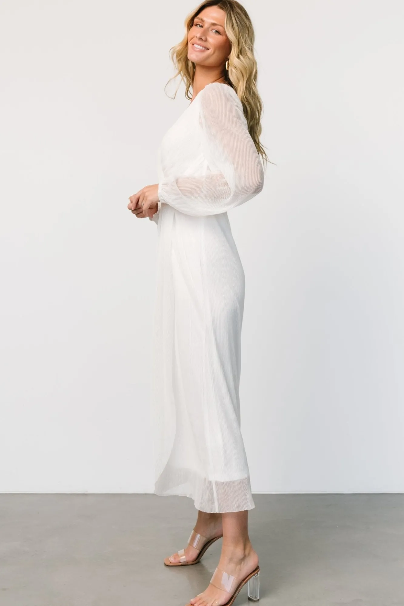 Baltic Born Devlyn Pleated Dress | White Shimmer