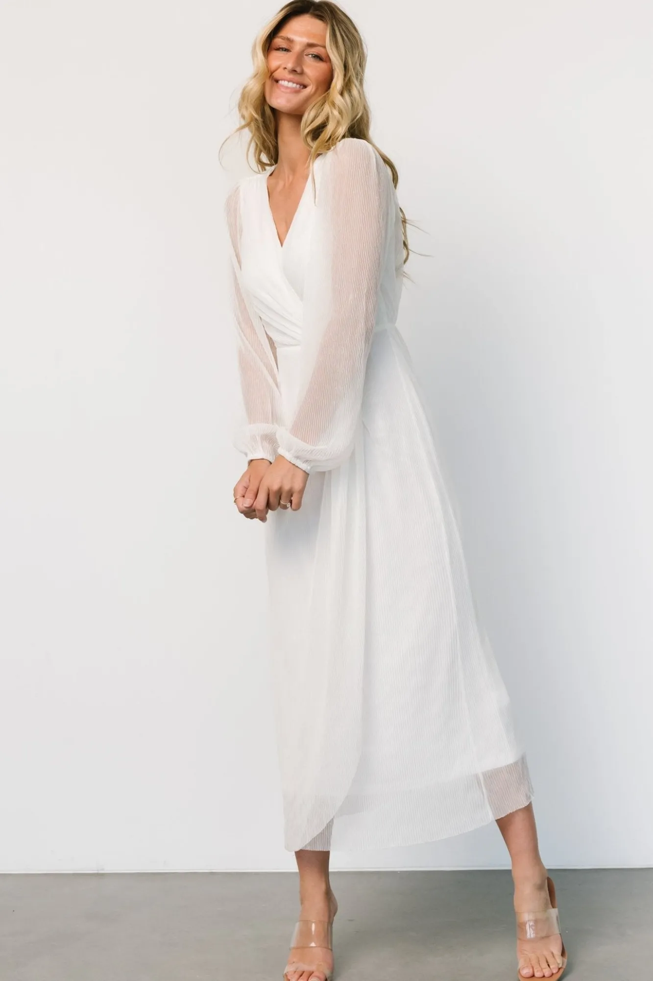 Baltic Born Devlyn Pleated Dress | White Shimmer