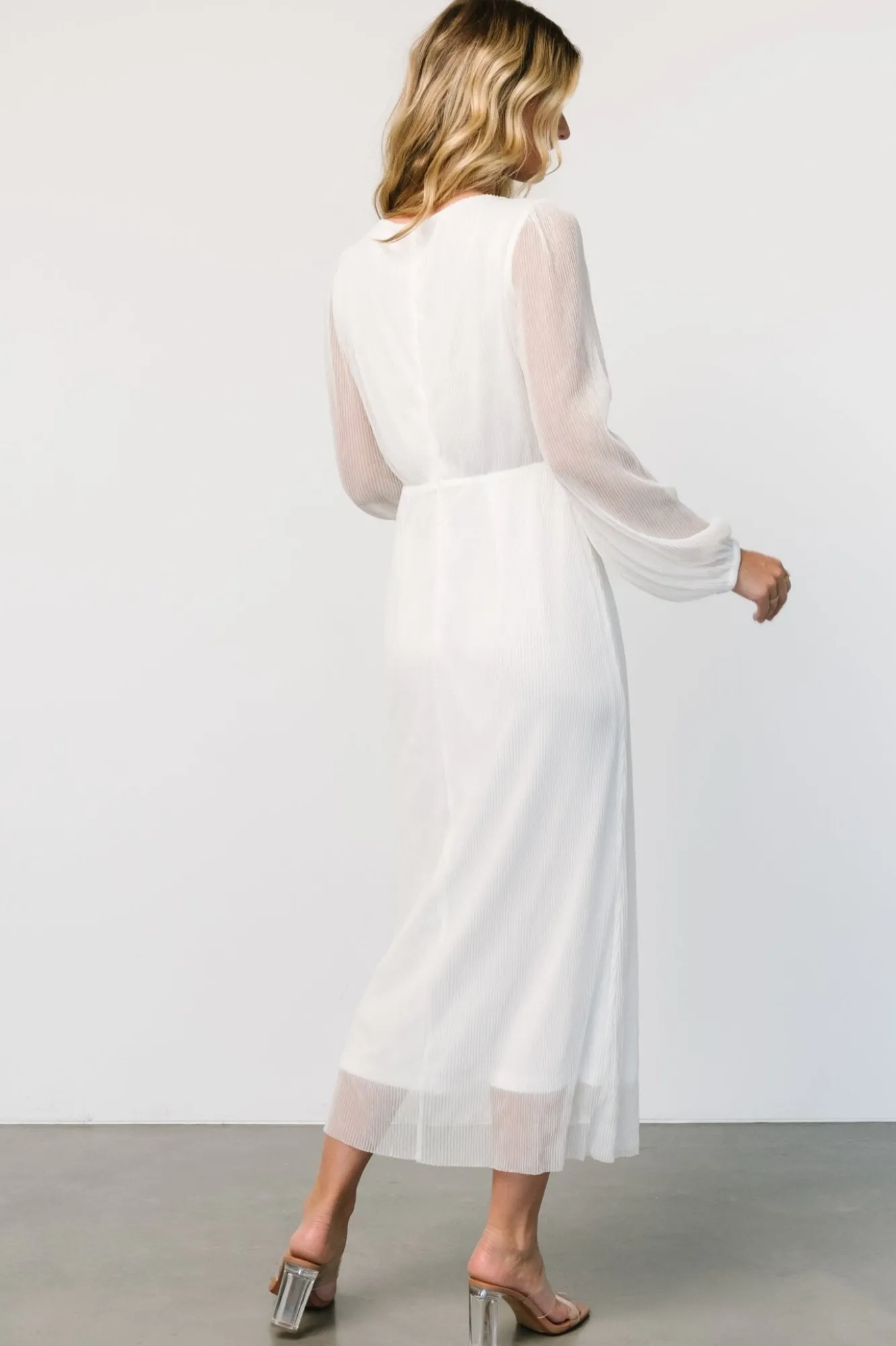 Baltic Born Devlyn Pleated Dress | White Shimmer