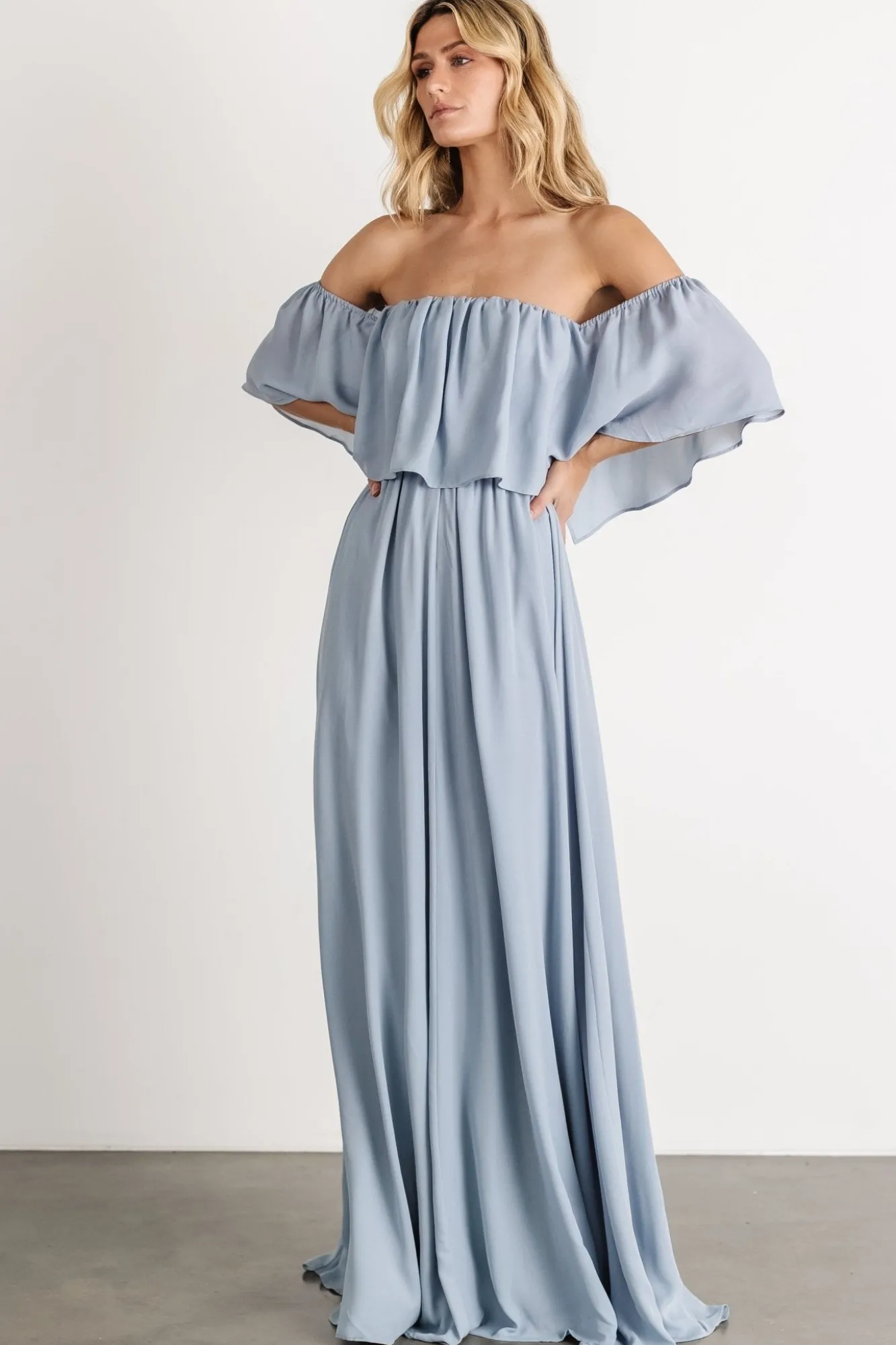 Baltic Born Diana Off Shoulder Maxi Dress | Light Blue