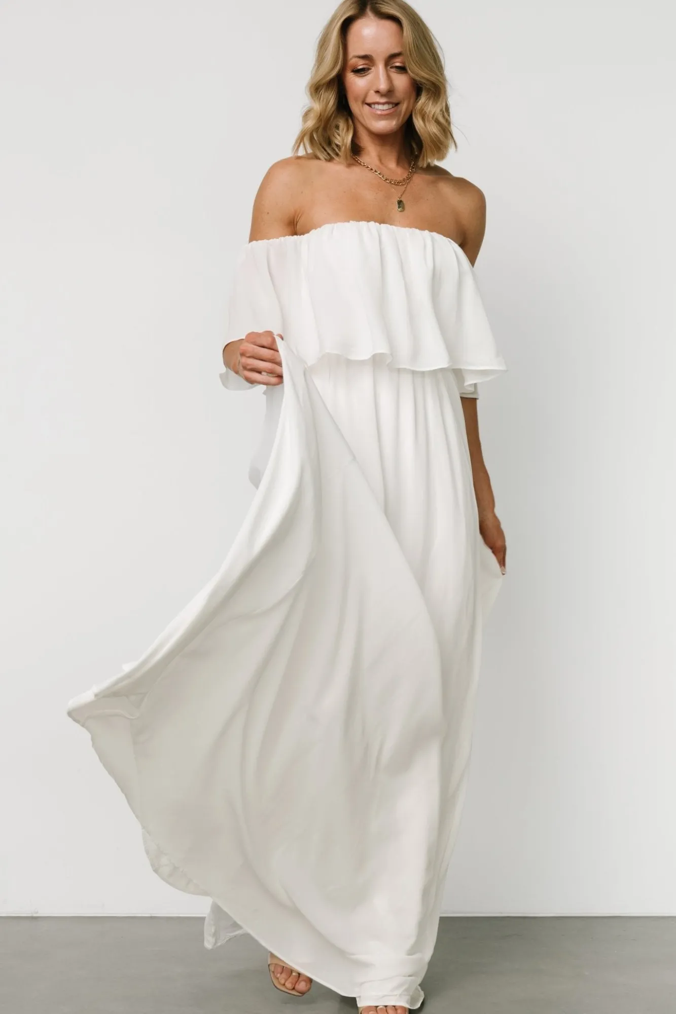 Baltic Born Diana Off Shoulder Maxi Dress | Off White