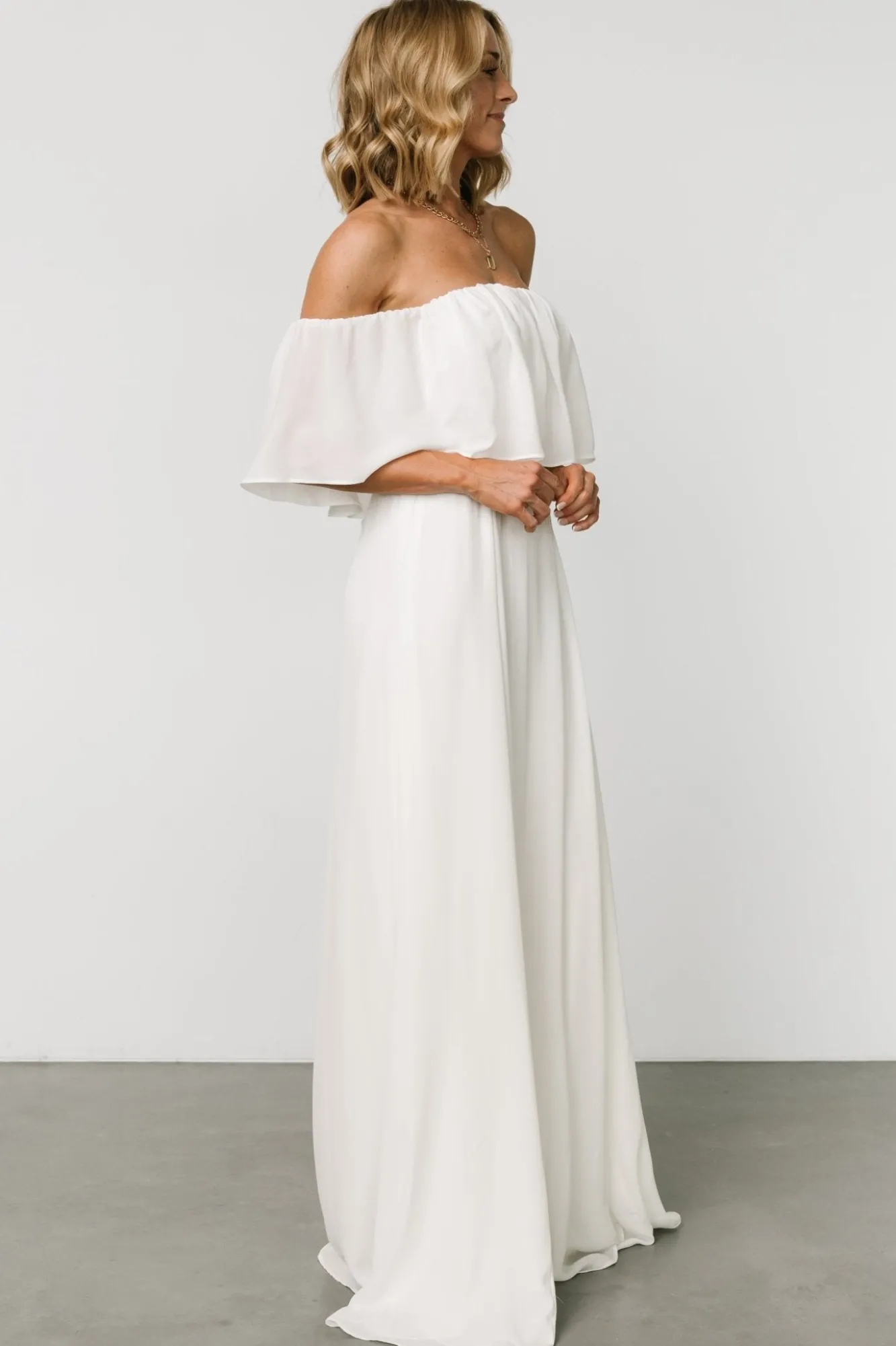 Baltic Born Diana Off Shoulder Maxi Dress | Off White