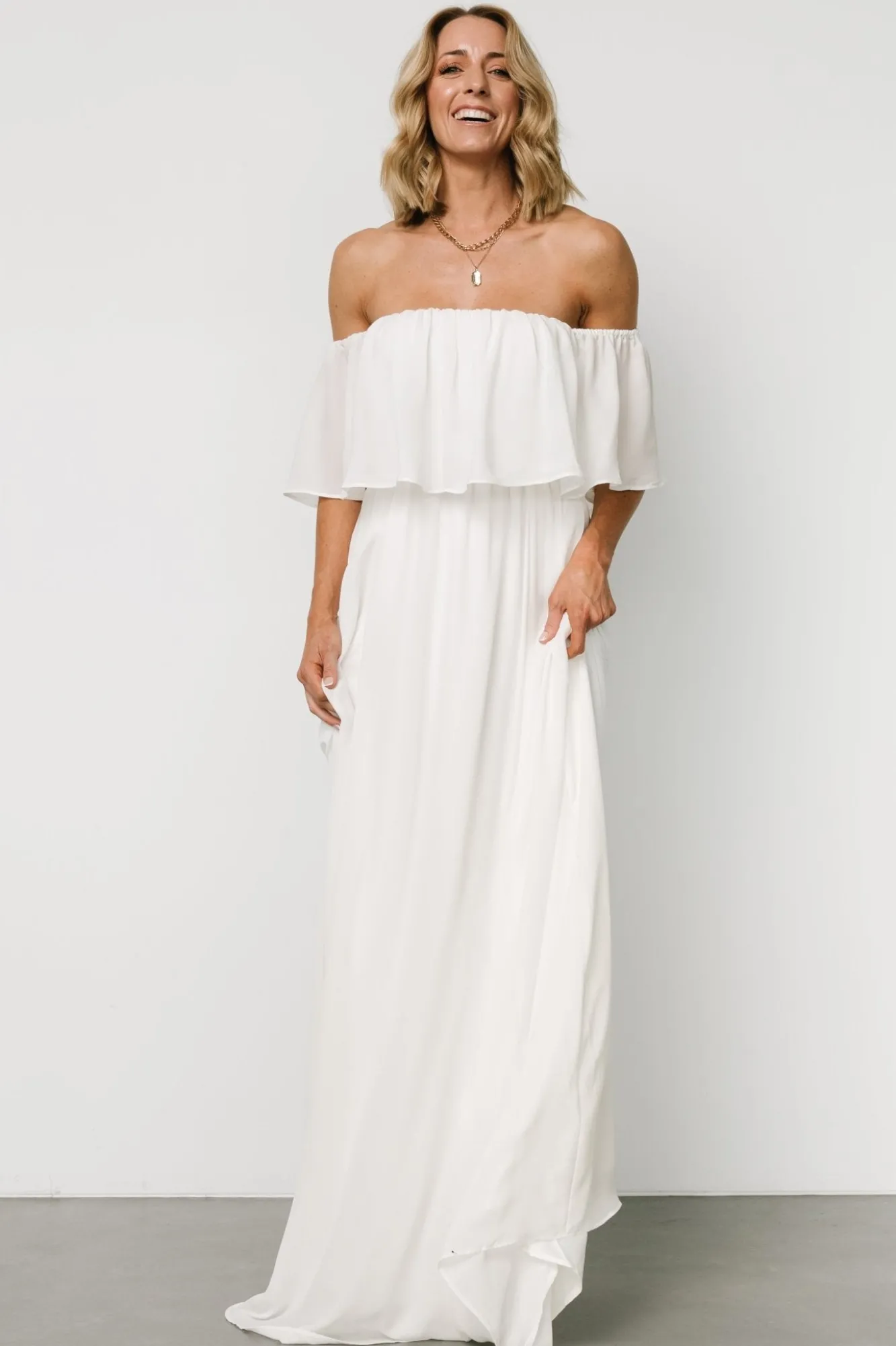 Baltic Born Diana Off Shoulder Maxi Dress | Off White