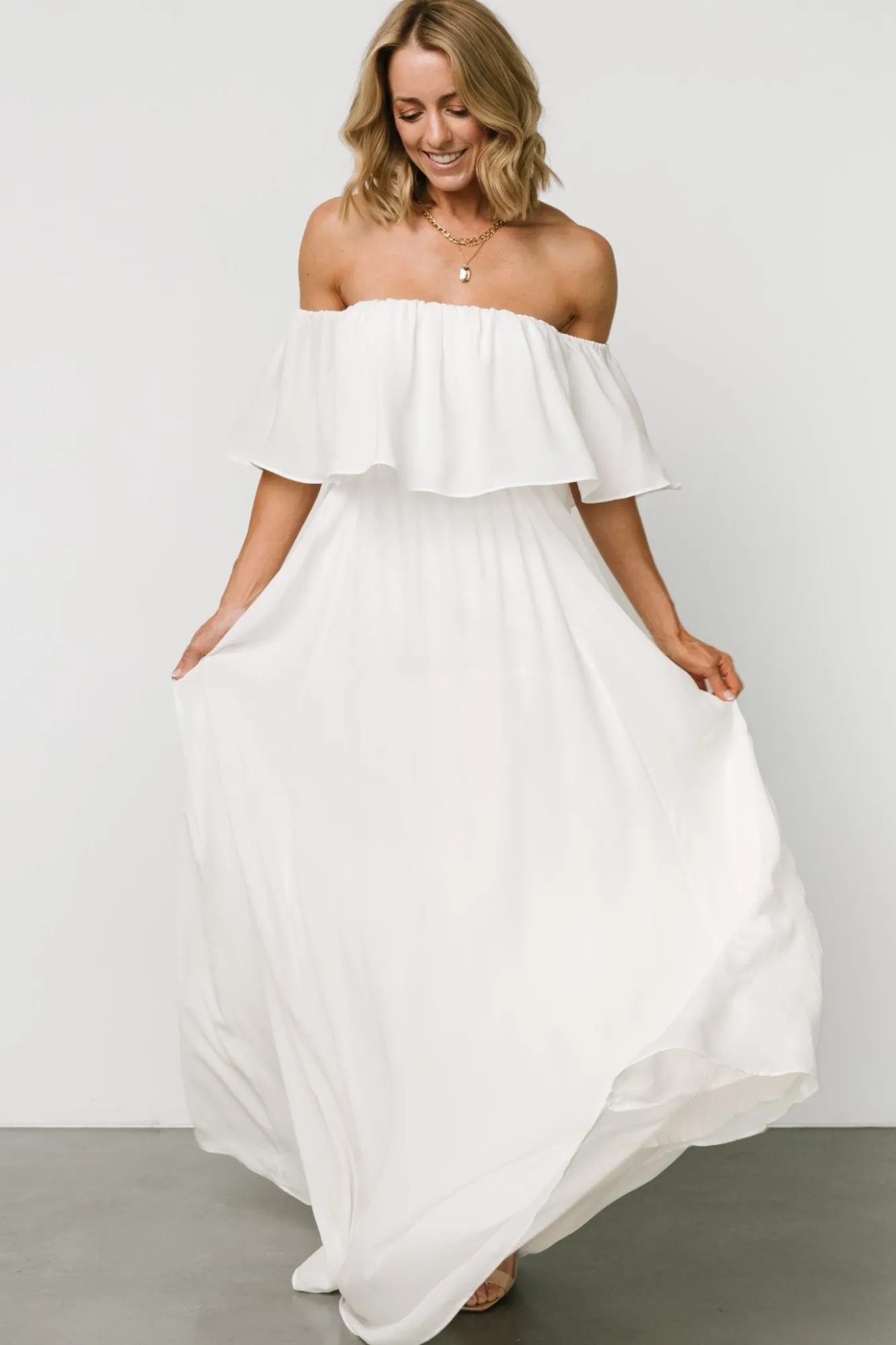 Baltic Born Diana Off Shoulder Maxi Dress | Off White