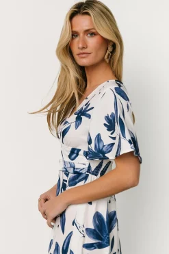 Baltic Born Dina Maxi Dress | White + Blue Floral