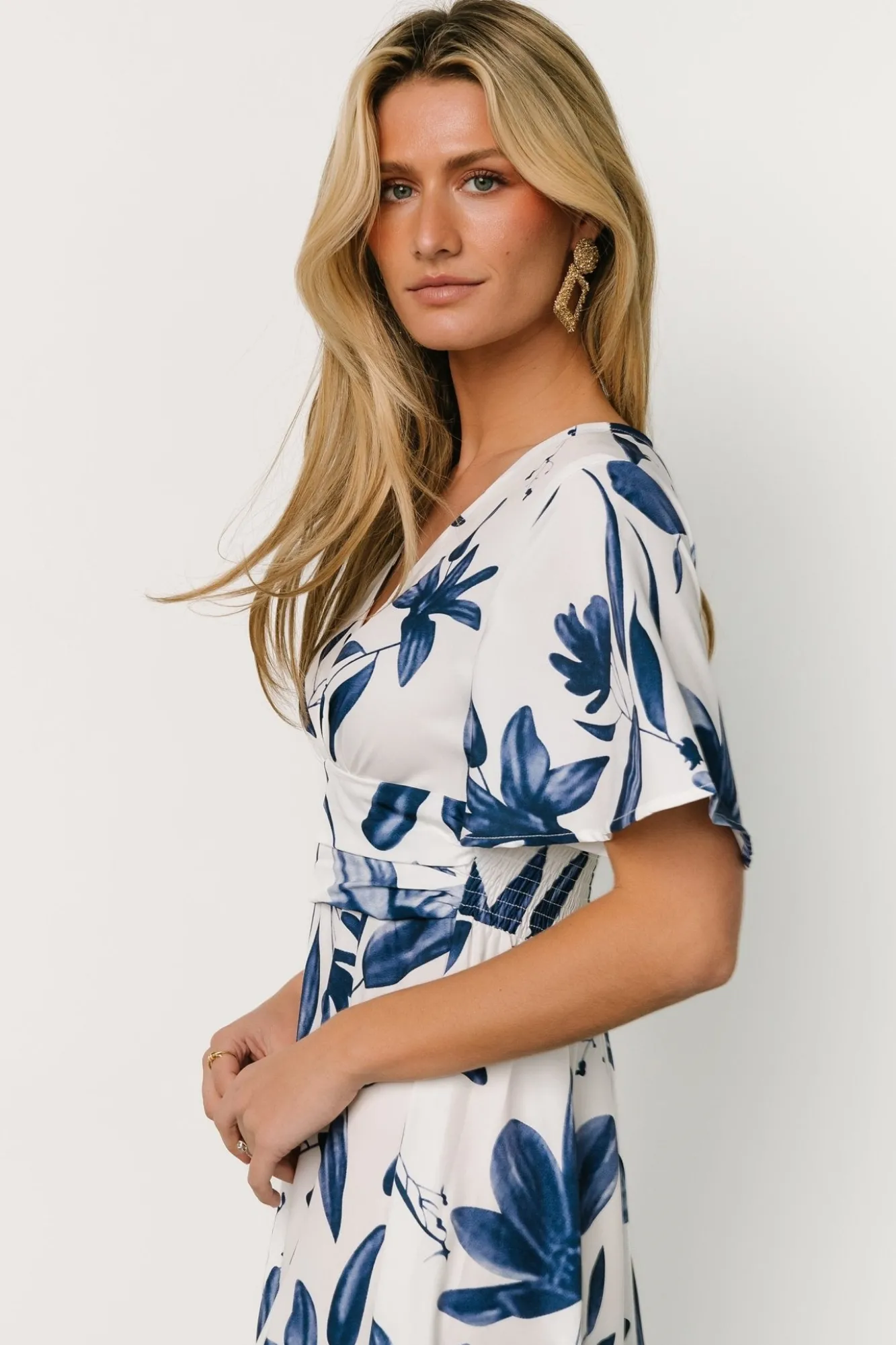Baltic Born Dina Maxi Dress | White + Blue Floral