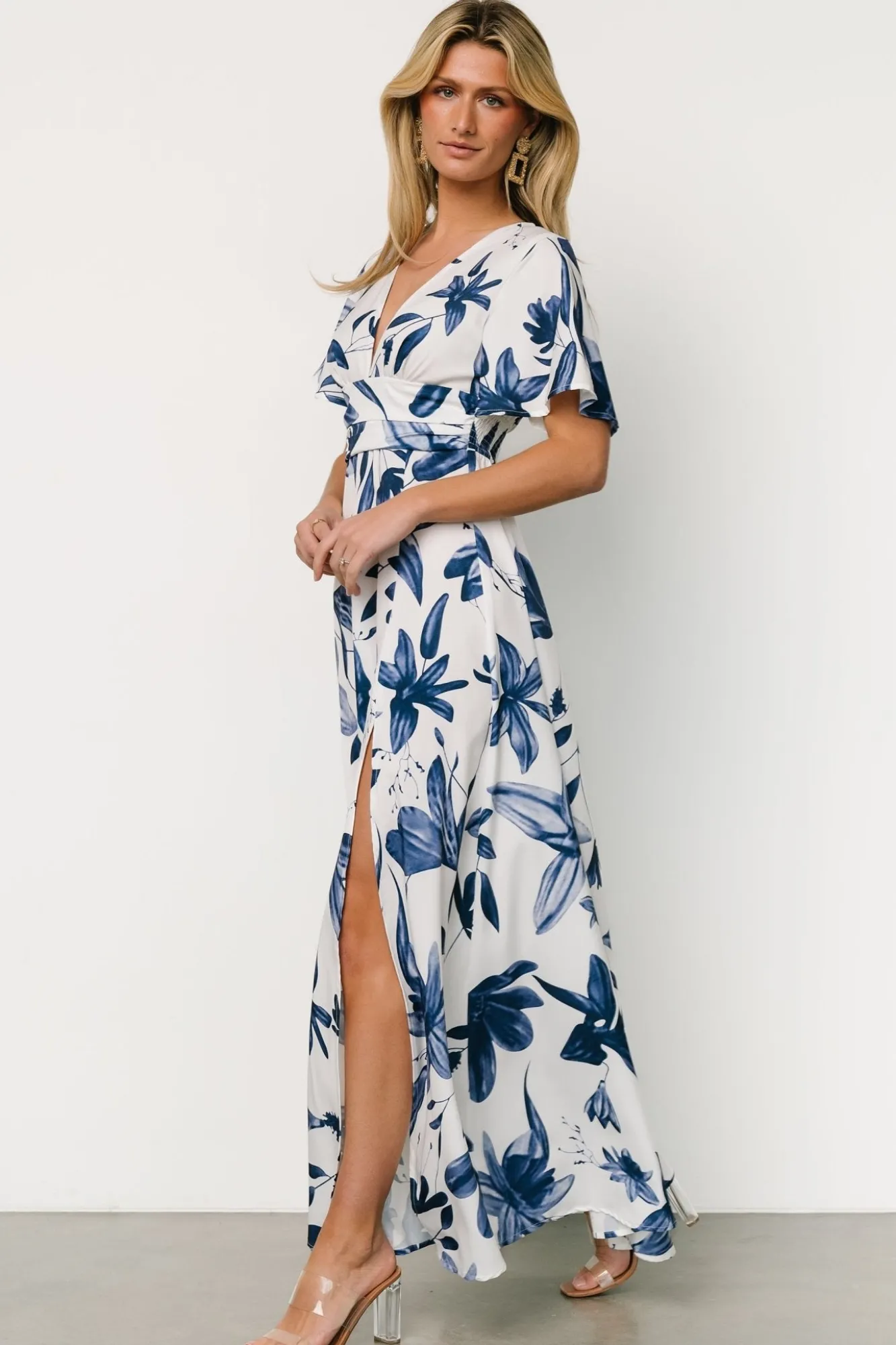 Baltic Born Dina Maxi Dress | White + Blue Floral