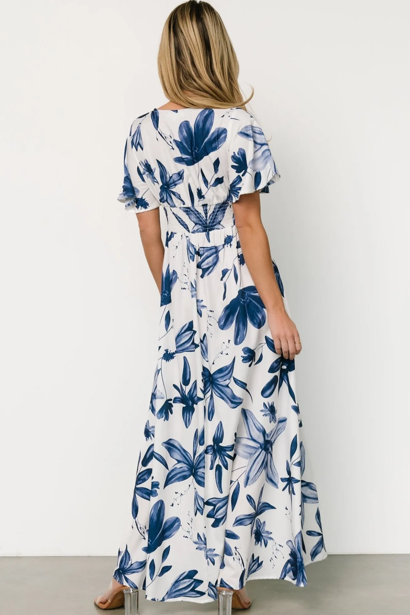 Baltic Born Dina Maxi Dress | White + Blue Floral