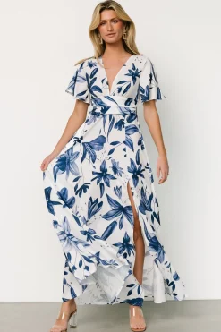 Baltic Born Dina Maxi Dress | White + Blue Floral
