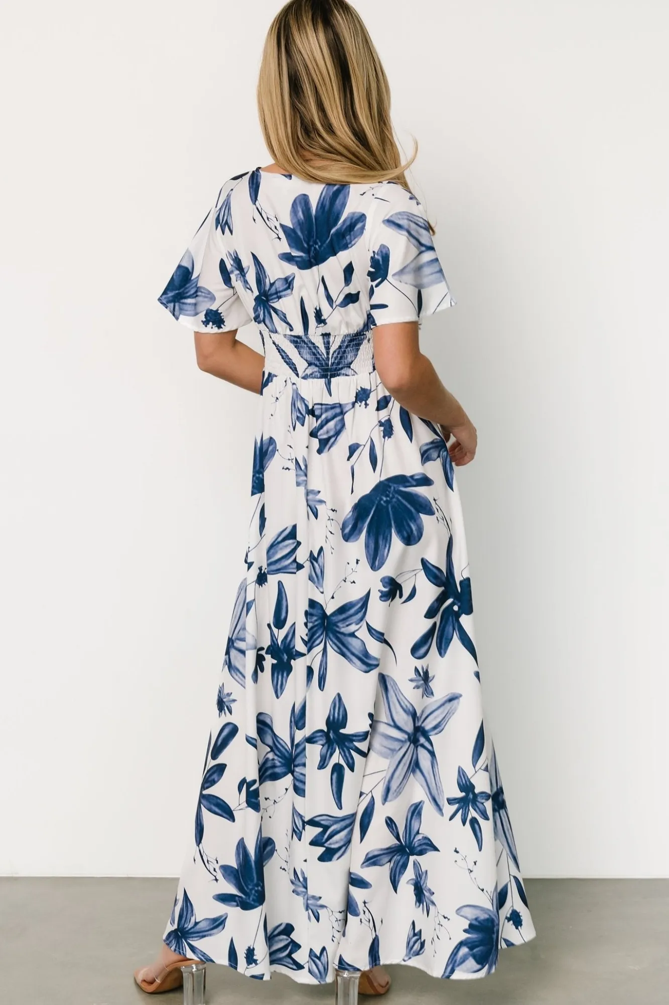Baltic Born Dina Maxi Dress | White + Blue Floral