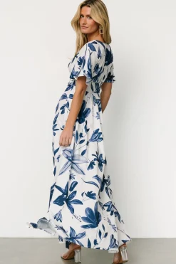 Baltic Born Dina Maxi Dress | White + Blue Floral