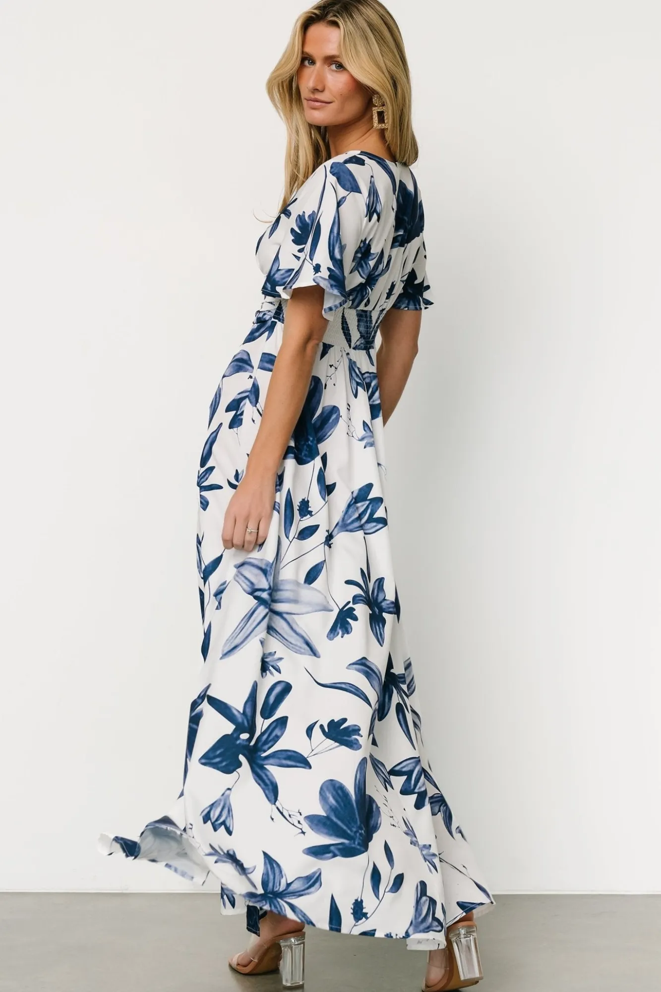 Baltic Born Dina Maxi Dress | White + Blue Floral