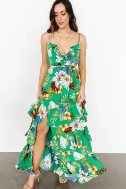 Baltic Born Dolores Ruffle Maxi Dress | Green Multi