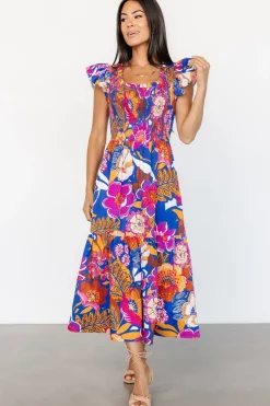 Baltic Born Dominique Midi Dress | Cobalt + Fuchsia Multi