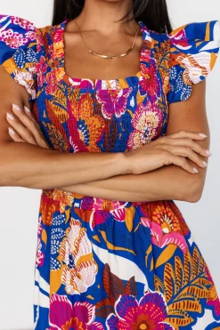 Baltic Born Dominique Midi Dress | Cobalt + Fuchsia Multi