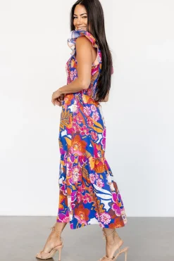 Baltic Born Dominique Midi Dress | Cobalt + Fuchsia Multi