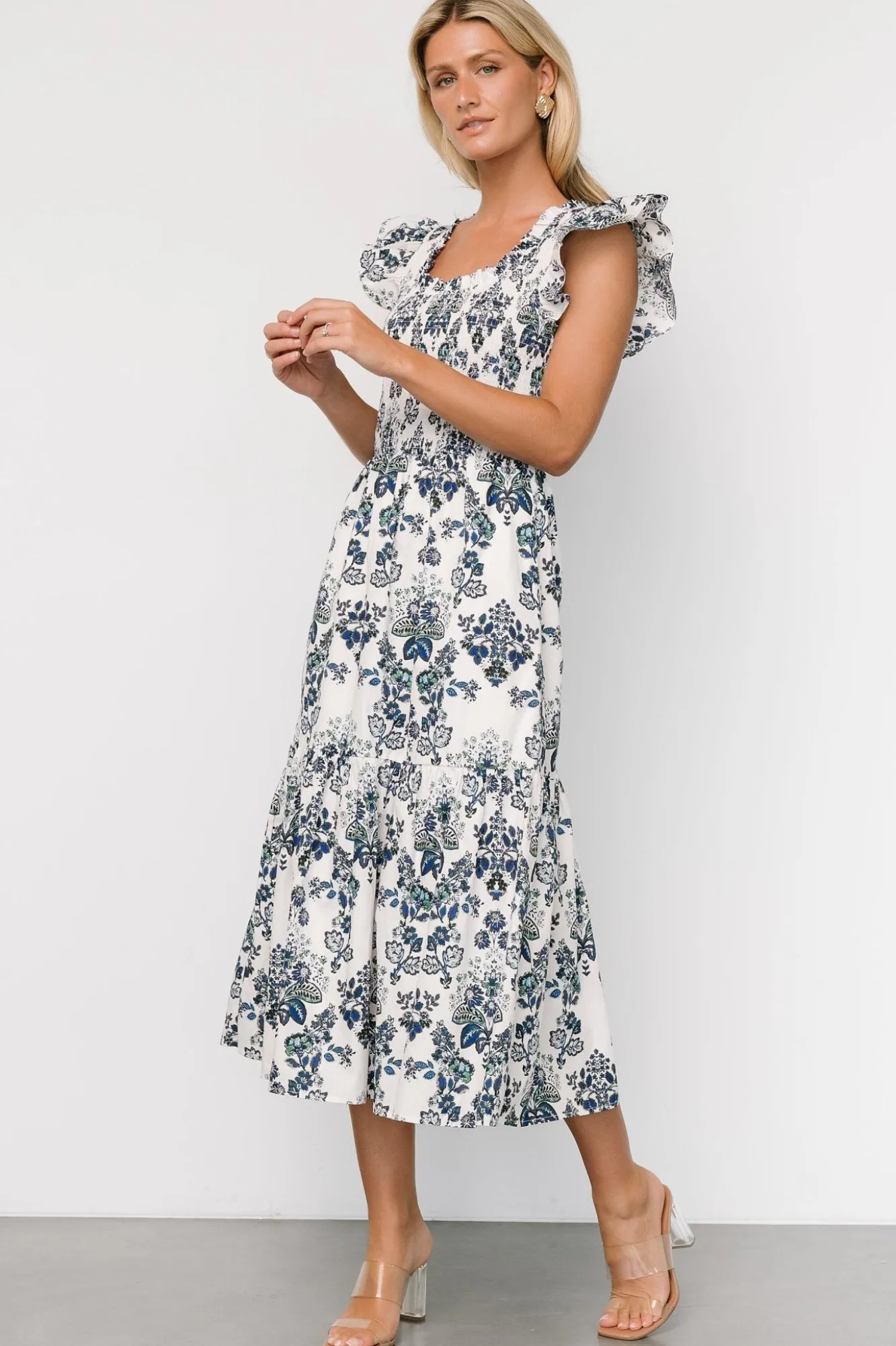 Baltic Born Dominique Midi Dress | White + Cobalt