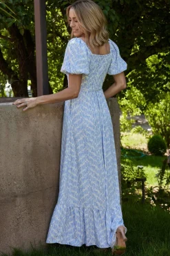 Baltic Born Durban Maxi Dress | Dusty Blue Print