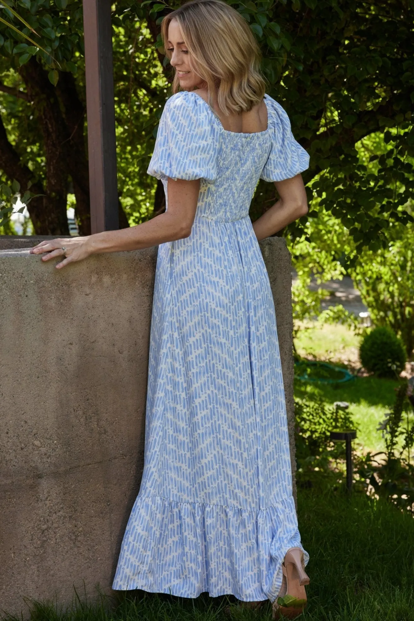 Baltic Born Durban Maxi Dress | Dusty Blue Print