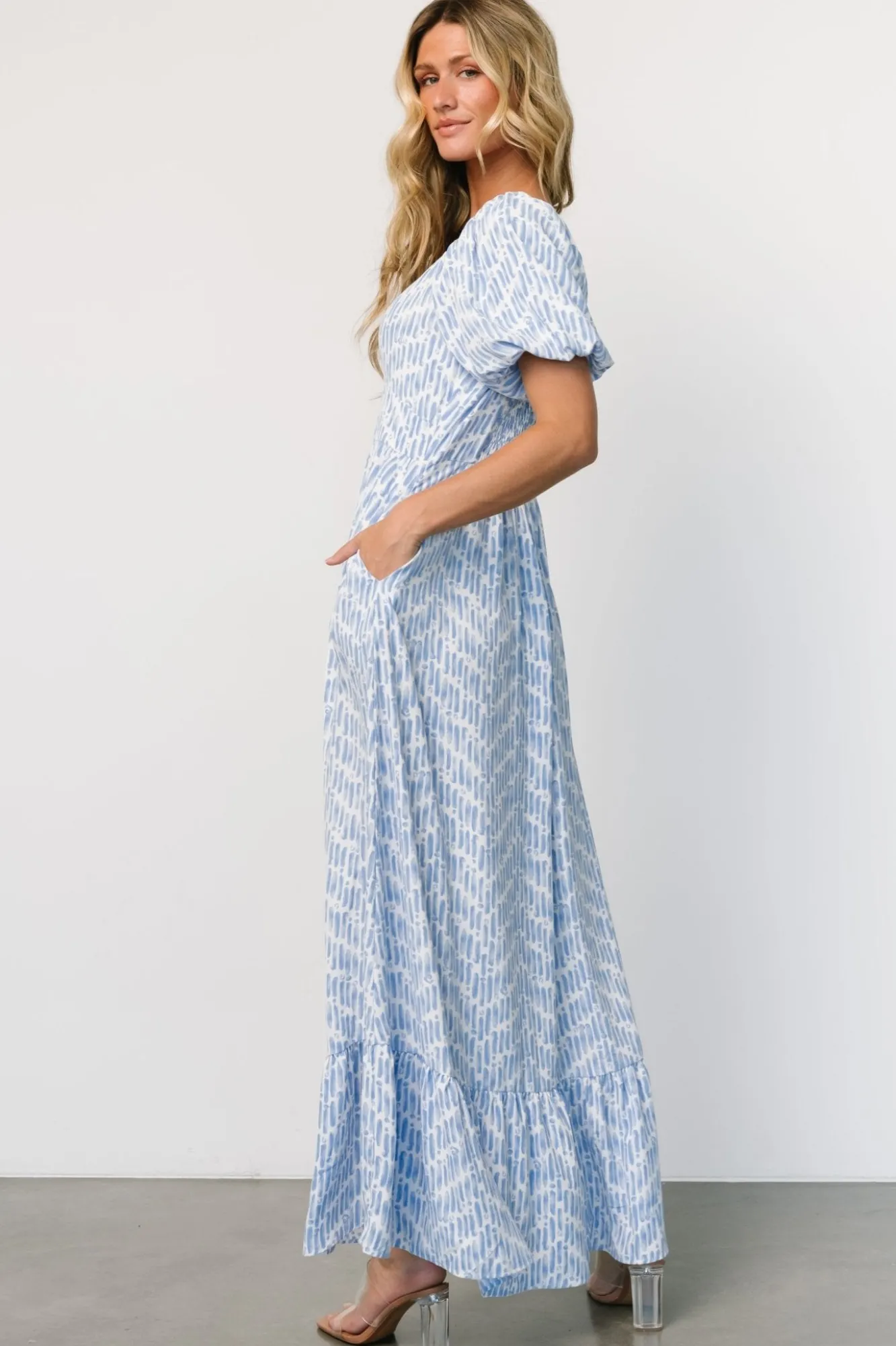Baltic Born Durban Maxi Dress | Dusty Blue Print