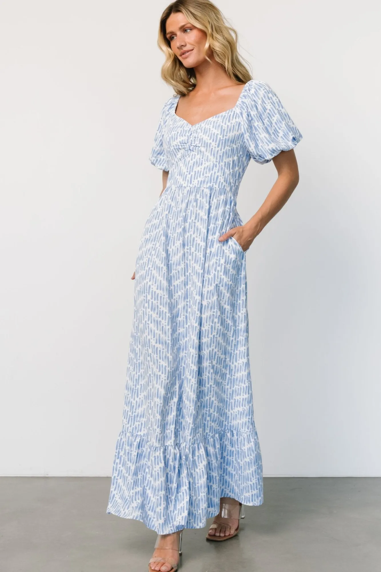 Baltic Born Durban Maxi Dress | Dusty Blue Print